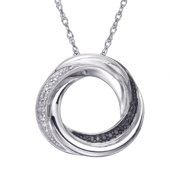 Black & White Diamond Accent Circular Knot Pendant - Picture 1 of 3